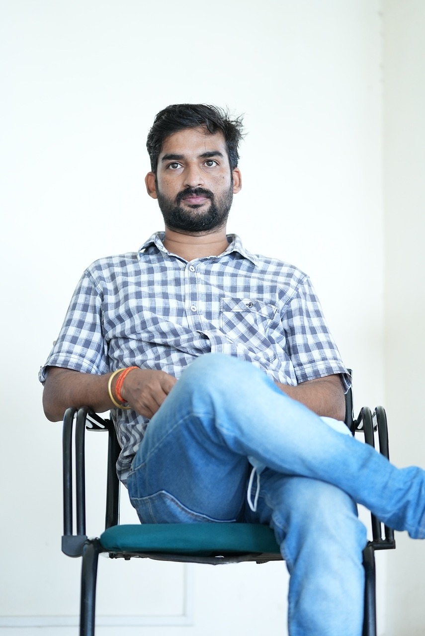 man, sitting, portrait